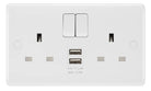 White plastic socket with usb ports