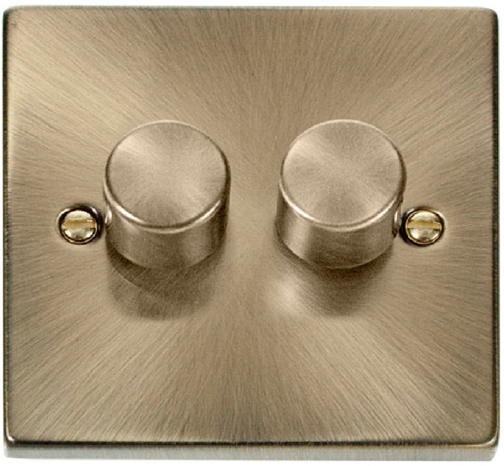 Click Deco Antique Brass 2G LED Dimmer Switch VPAB162 - The Switch Depot