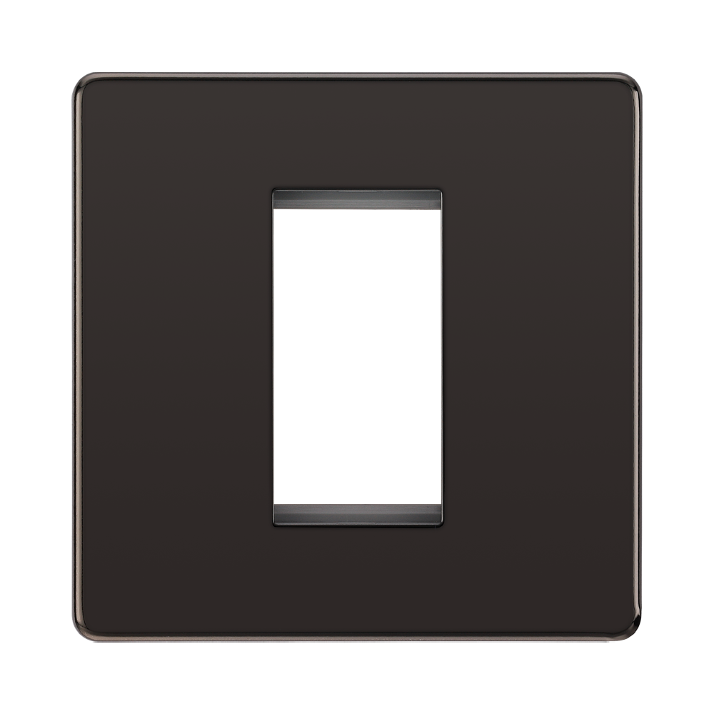 Front view of BG Nexus Screwless Black Nickel 1G Euro Plate