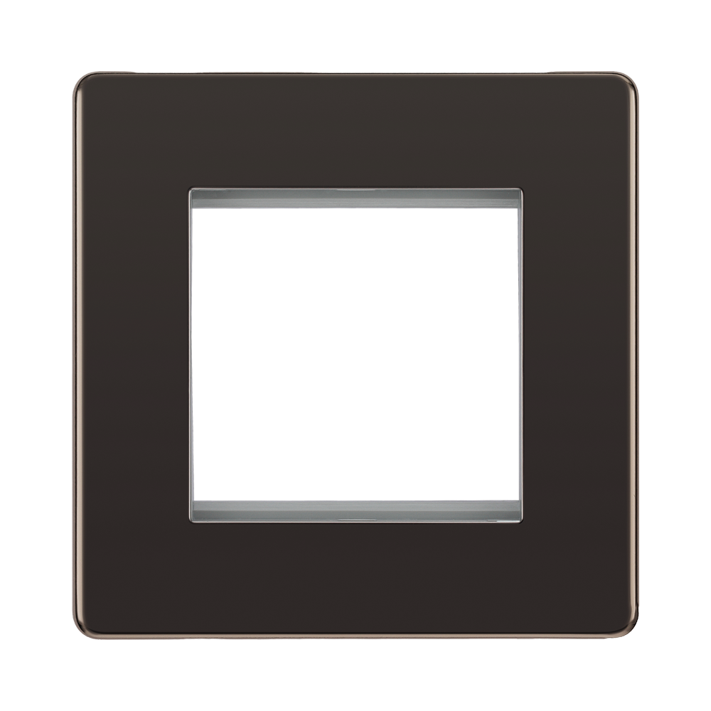 Front view of BG Nexus Screwless Black Nickel 2G Euro Plate