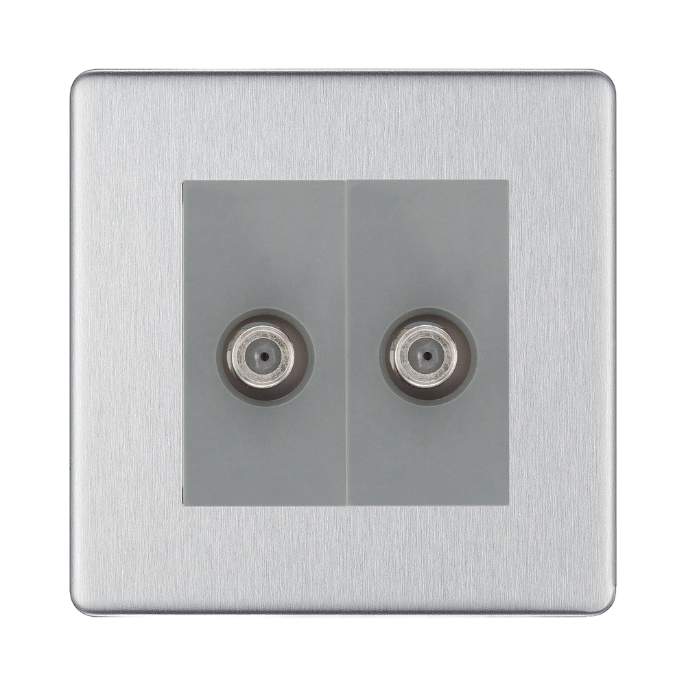 BG Nexus Screwless Brushed Steel Double Satellite Socket FBS642G