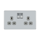 Front view of BG Nexus Screwless Polished Chrome 13A Double Socket