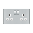 Front view of BG Nexus Screwless Polished Chrome 13A Double Socket
