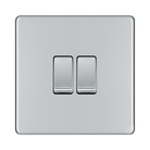 Front view of BG Nexus Screwless Polished Chrome 2G Intermediate Light Switch FPC2GINT