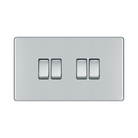 Front view of BG Nexus Screwless Polished Chrome 4G 2W Light Switch