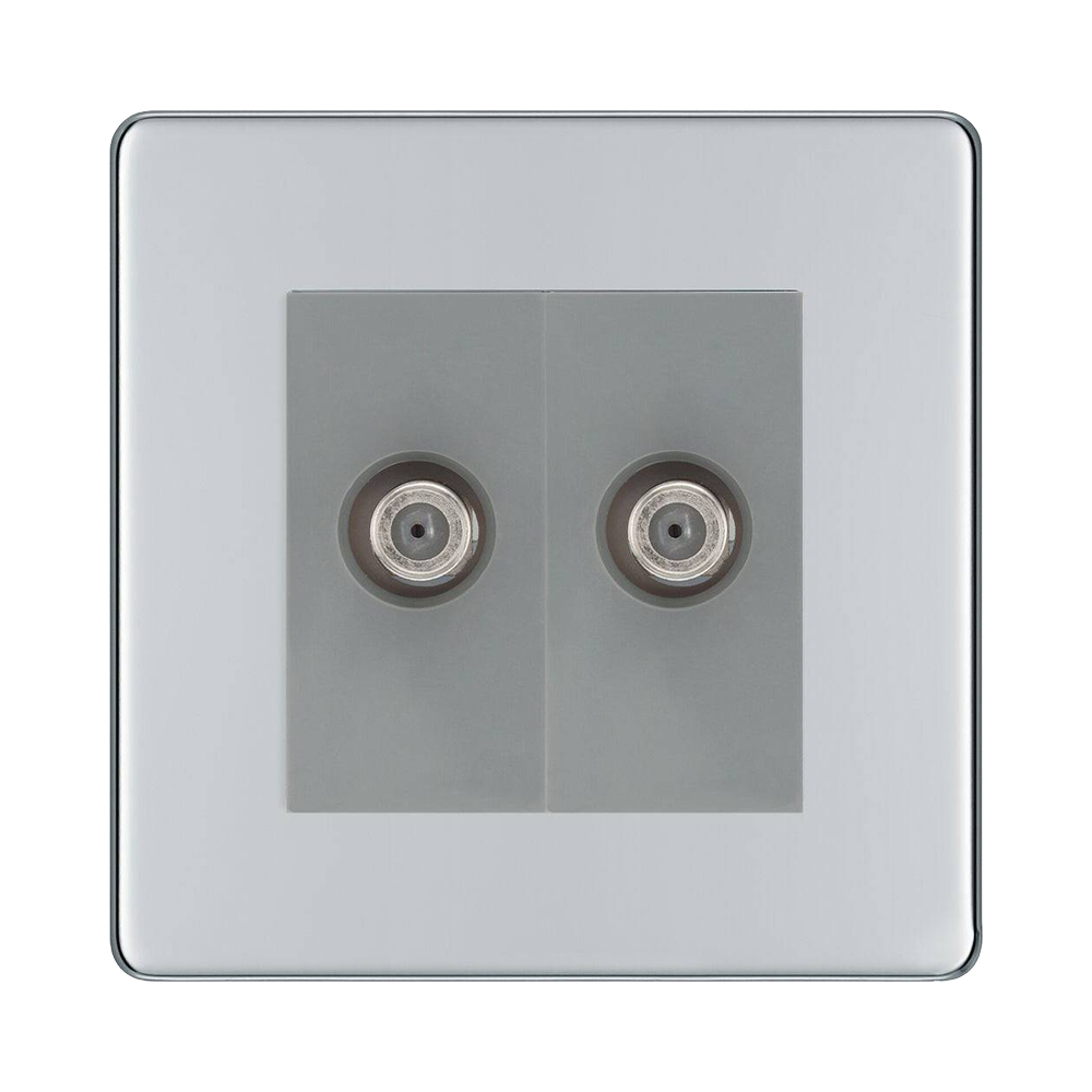 BG Nexus Screwless Polished Chrome Double Satellite Socket FPC642G