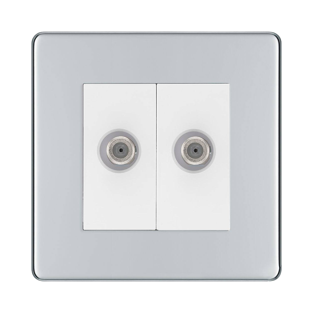 BG Nexus Screwless Polished Chrome Double Satellite Socket FPC642W
