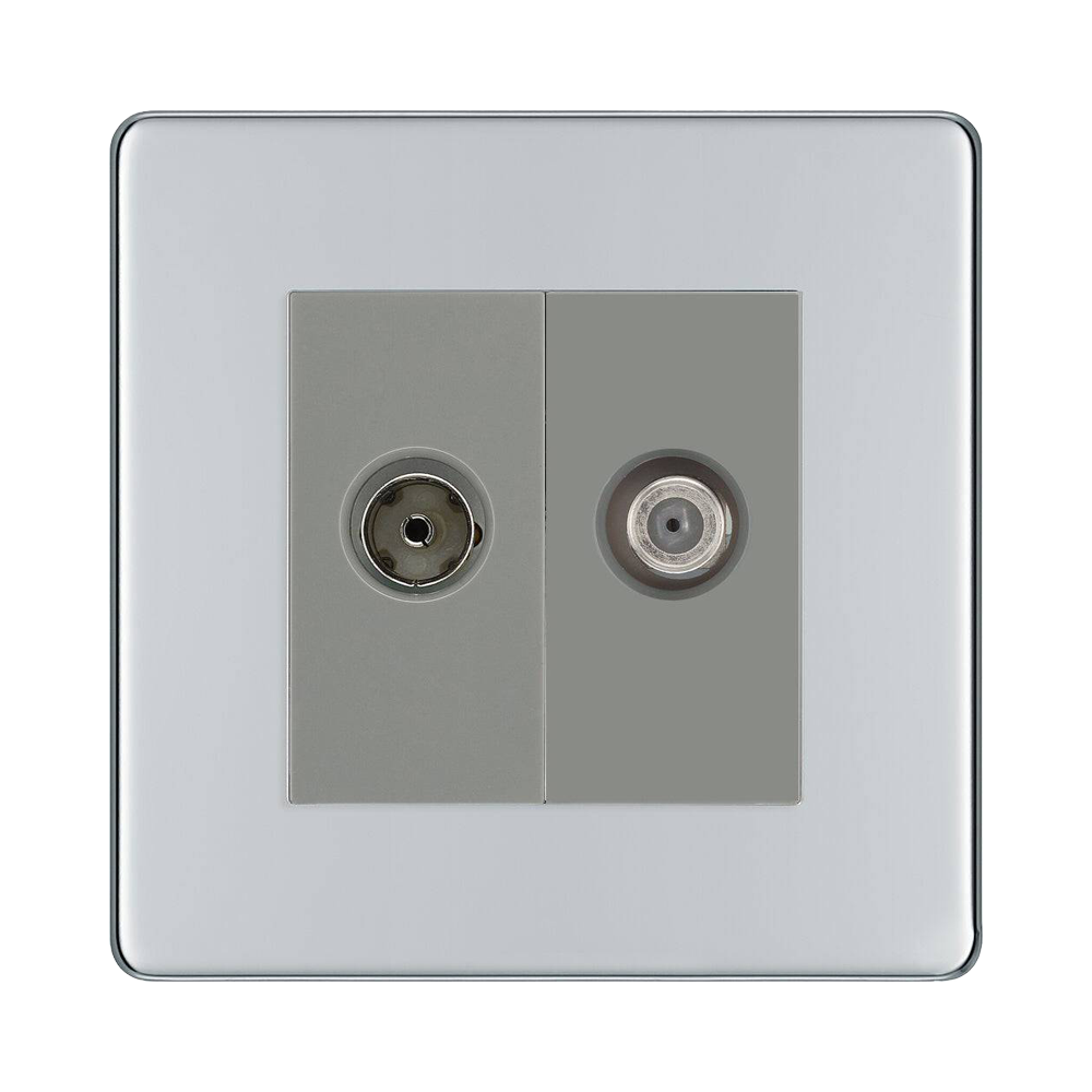 BG Nexus Screwless Polished Chrome TV & Satellite Socket FPC65G
