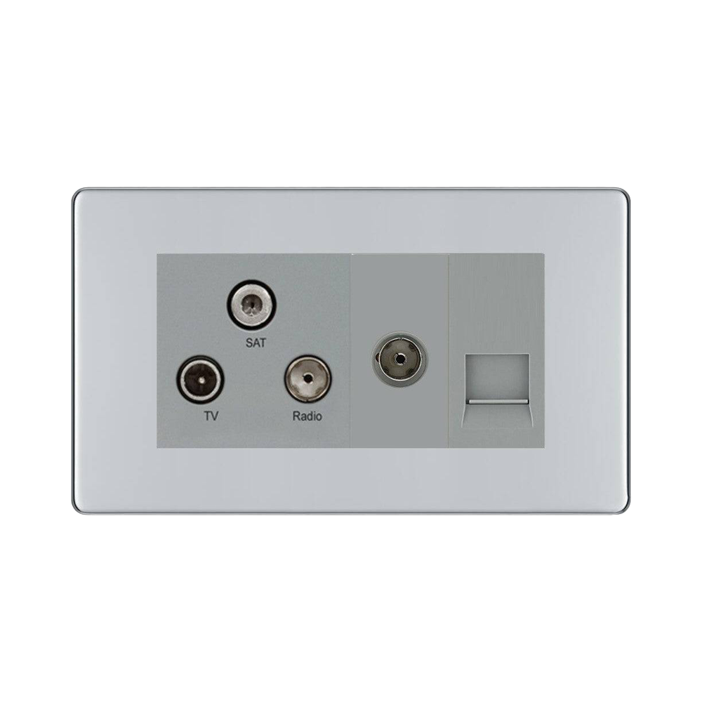 BG Nexus Screwless Polished Chrome Combination TV Socket FPC68G