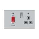 Front view of BG Nexus Screwless Polished Chrome Cooker Switch with 13A Socket