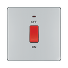 Front view of BG Nexus Screwless Polished Chrome 45A Cooker Switch