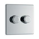 Front view of BG Nexus Screwless Polished Chrome 2G Dimmer Switch