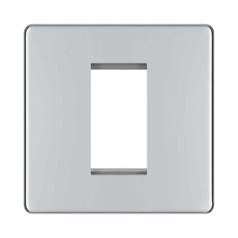 Front view of BG Nexus Screwless Polished Chrome 1G Euro Plate