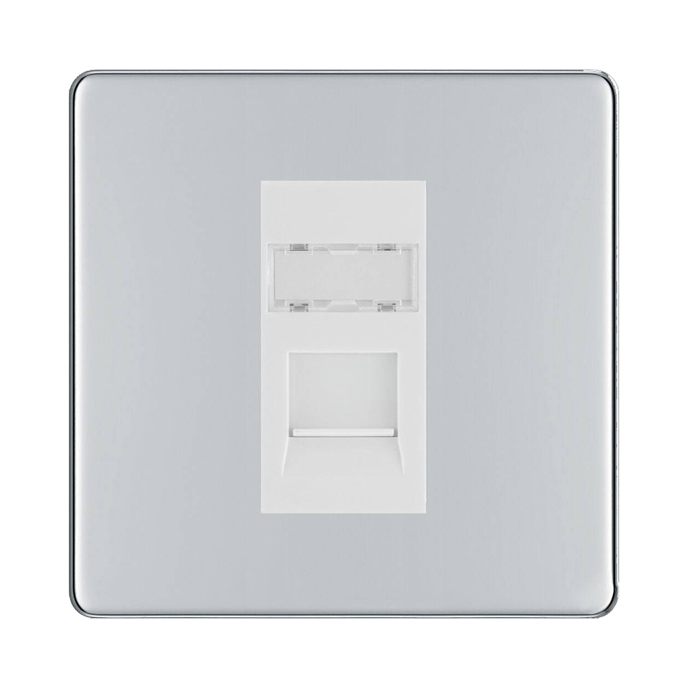 BG Nexus Screwless Polished Chrome RJ45 Cat5E Data Outlet FPCRJ451W