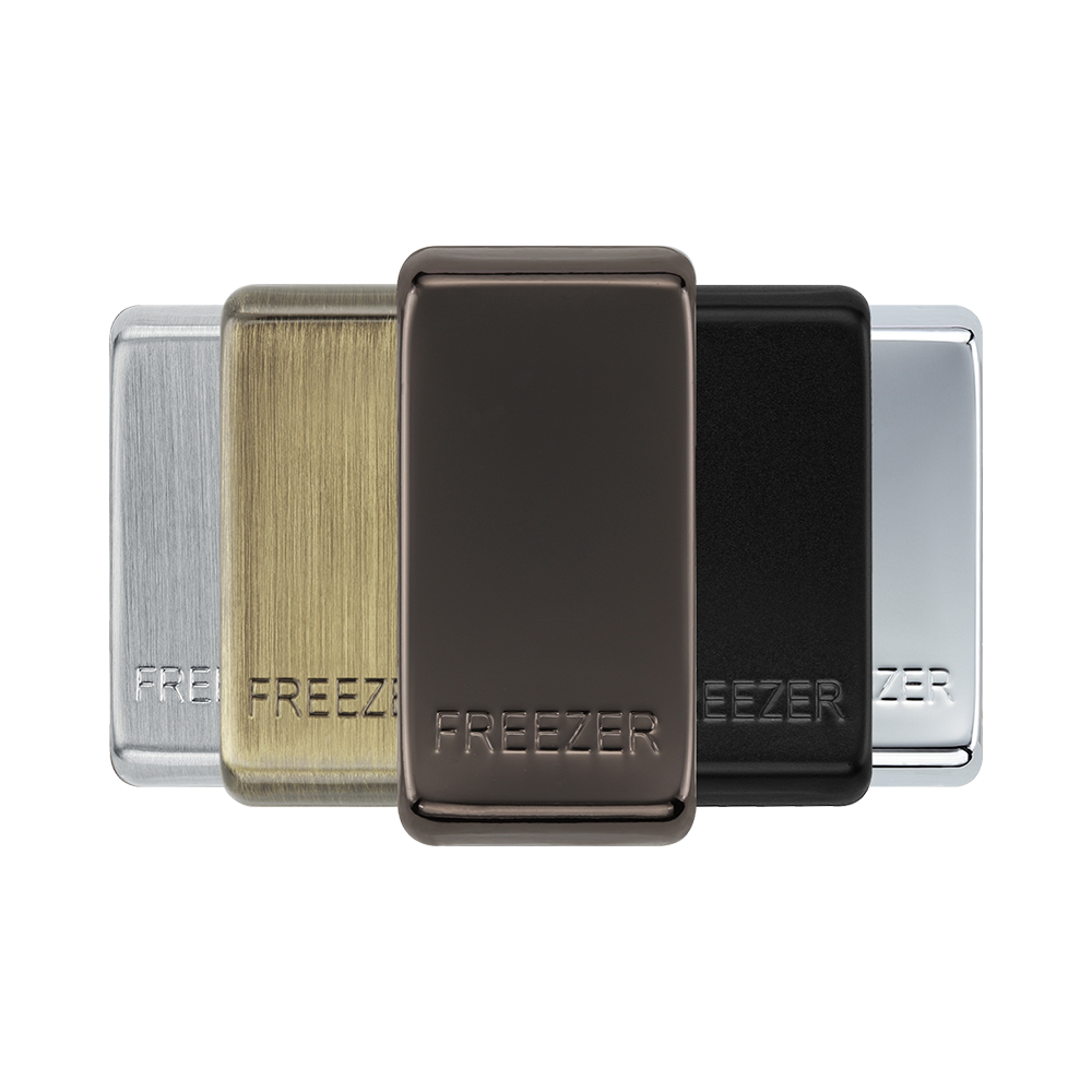 BG Grid Black Nickel freezer engraved rocker cap colour range with Black Nickel at the front