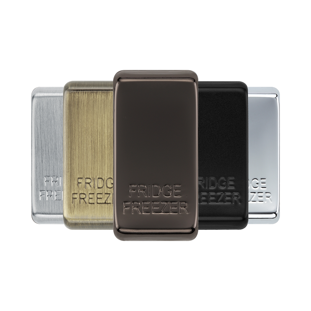 BG Grid Black Nickel fridge freezer engraved rocker cap colour range with Black Nickel at the front