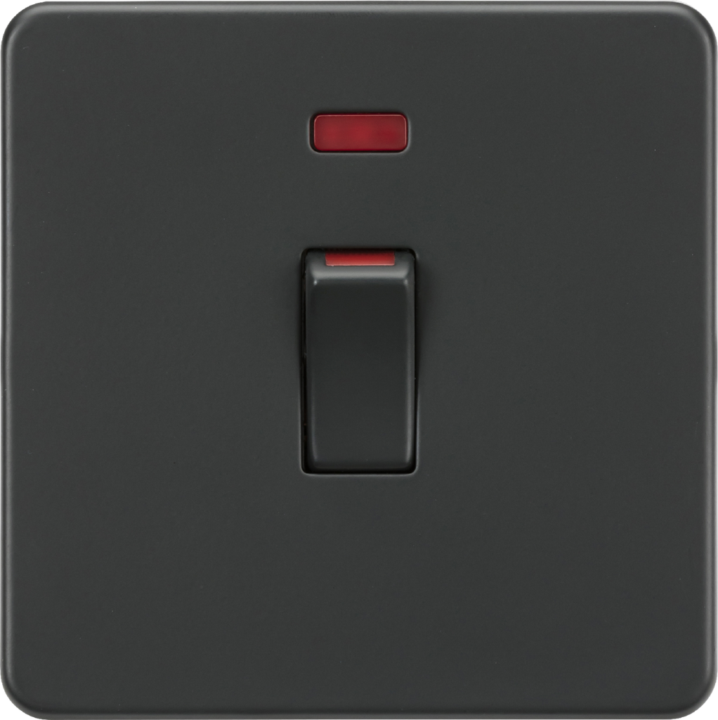 Knightsbridge Screwless Anthracite 45A Cooker Switch with Neon SF81MNAT Available from RS Electrical Supplies