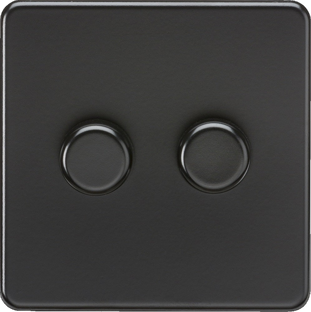 Knightsbridge Screwless Matt Black 2G Dimmer Switch SF2192MBB - The Switch Depot