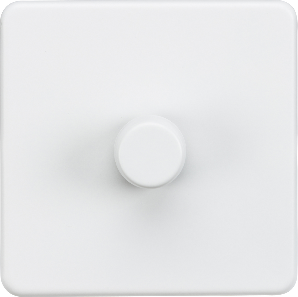Knightsbridge Screwless Matt White 1G Dimmer Switch SF2191MW Available from The Switch Depot