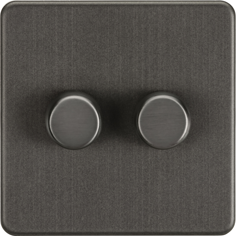 Knightsbridge Screwless Smoked Bronze 2G Dimmer Switch SF2192SB Available from The Switch Depot
