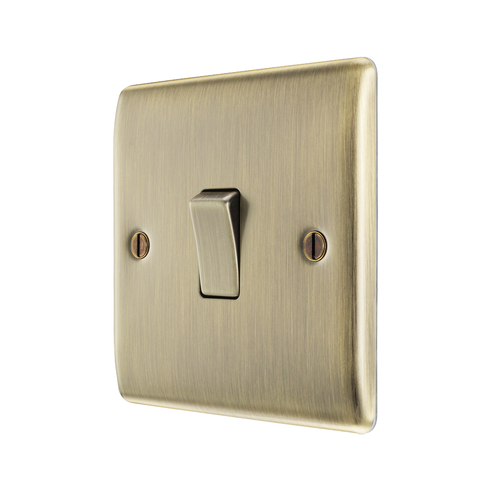 BG Nexus Metal antique brass 1-gang 2-way light switch NAB12