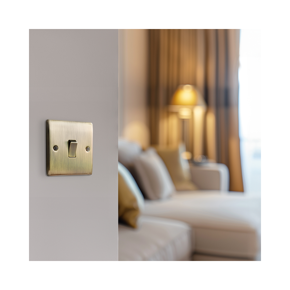 BG Nexus Metal antique brass 1-gang 2-way light switch NAB12