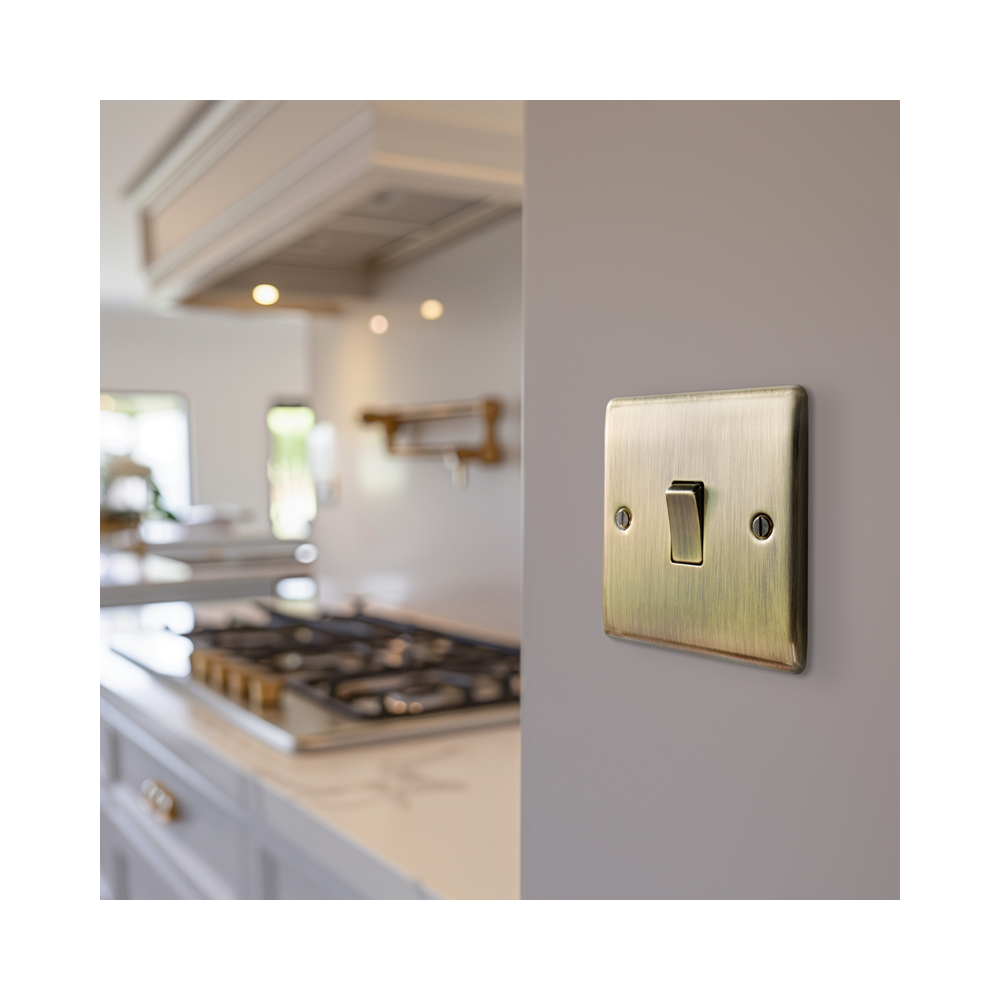 BG Nexus Metal antique brass 1-gang 2-way light switch NAB12