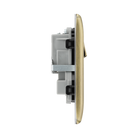 Antique brass double socket with black inserts on a white background side profile