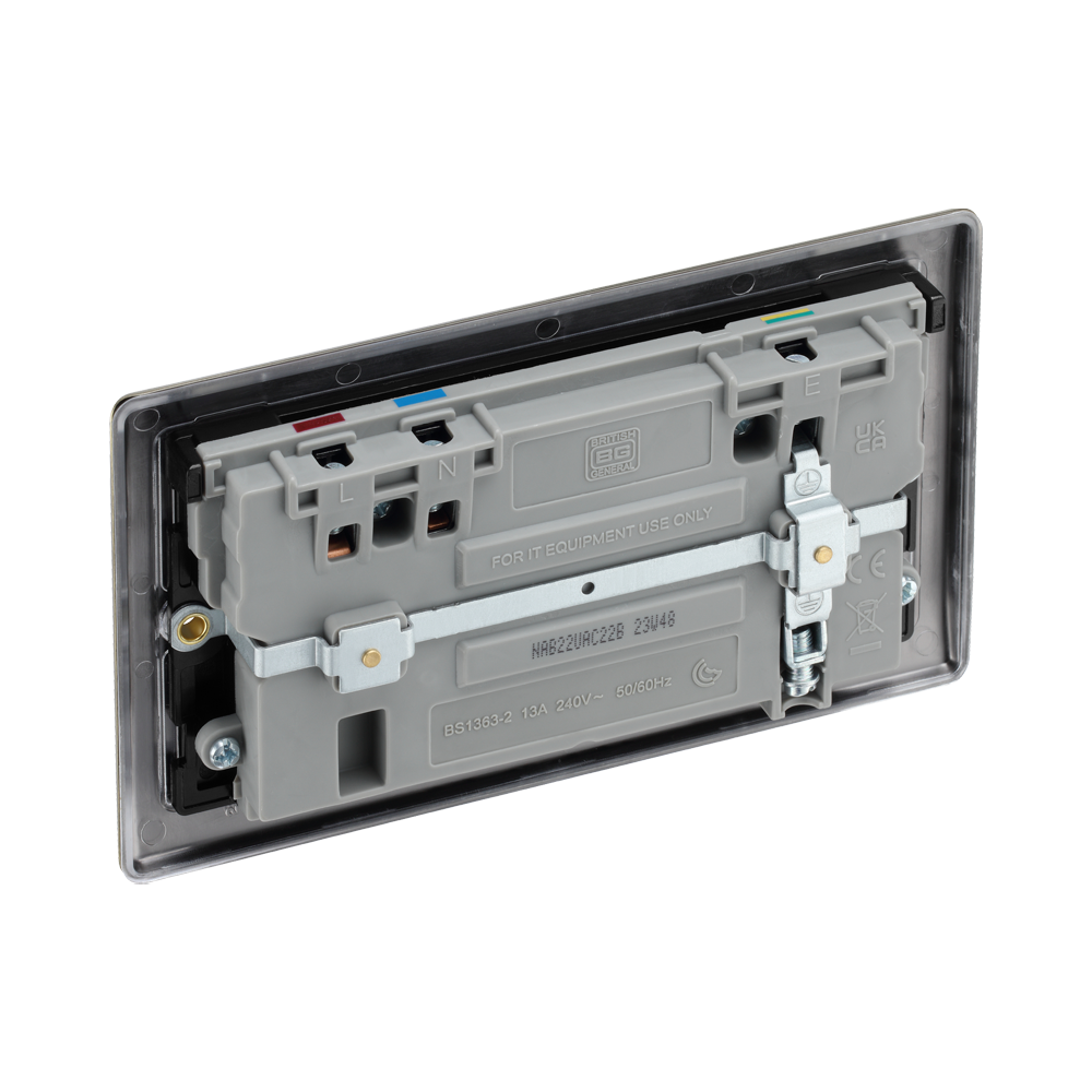 The back of an electrical socket on a white background