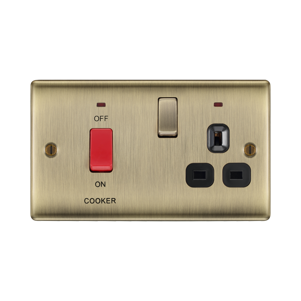 BG Nexus Metal Antique Brass Cooker Switch with Socket