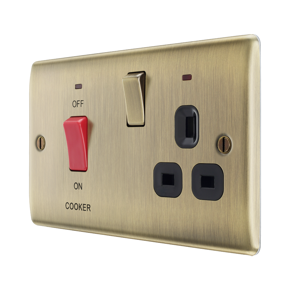 BG Nexus Metal Antique Brass Cooker Switch with Socket