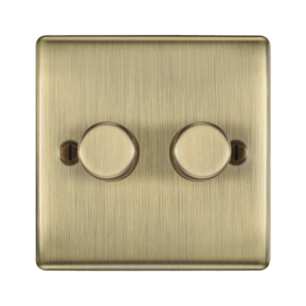 BG Nexus Metal Antique Brass 2-gang Dimmer Switch