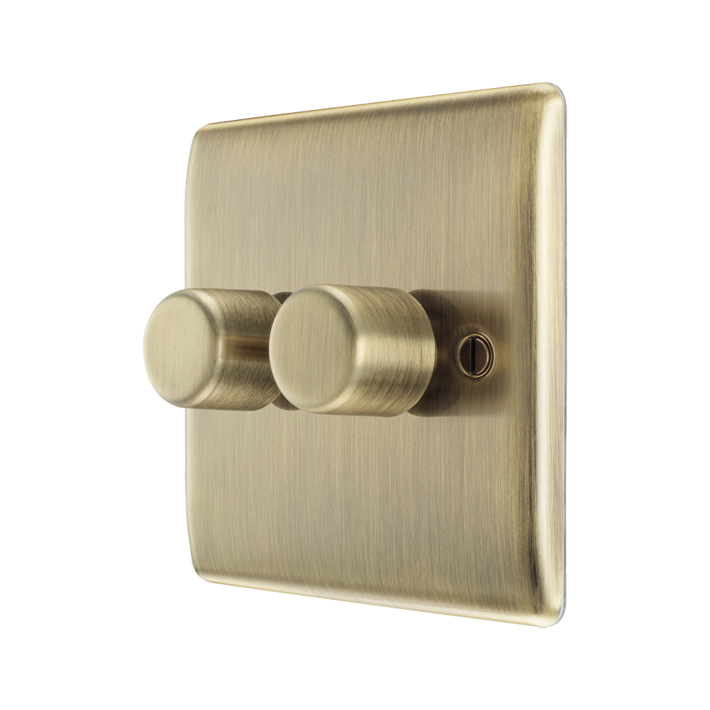 BG Nexus Metal Antique Brass 2-gang Dimmer Switch