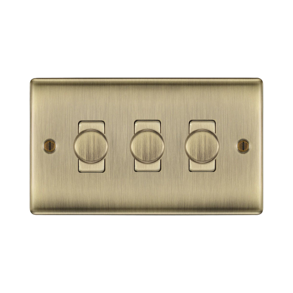 BG Nexus Metal Antique Brass 3G Dimmer Switch NAB83