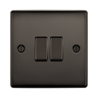 Front view of BG Nexus Metal Black Nickel 2W & Intermediate Light Switch NBN2WINT