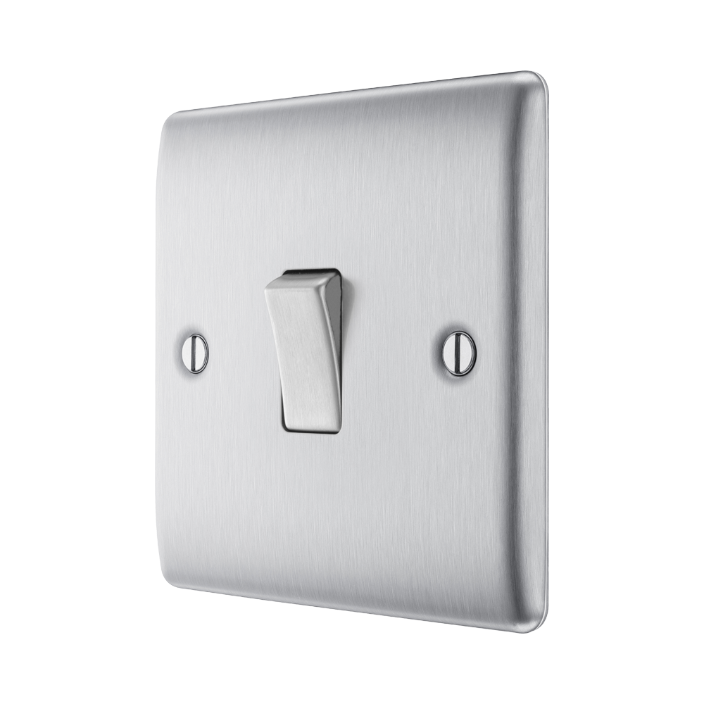Metallic light switch on a white background side