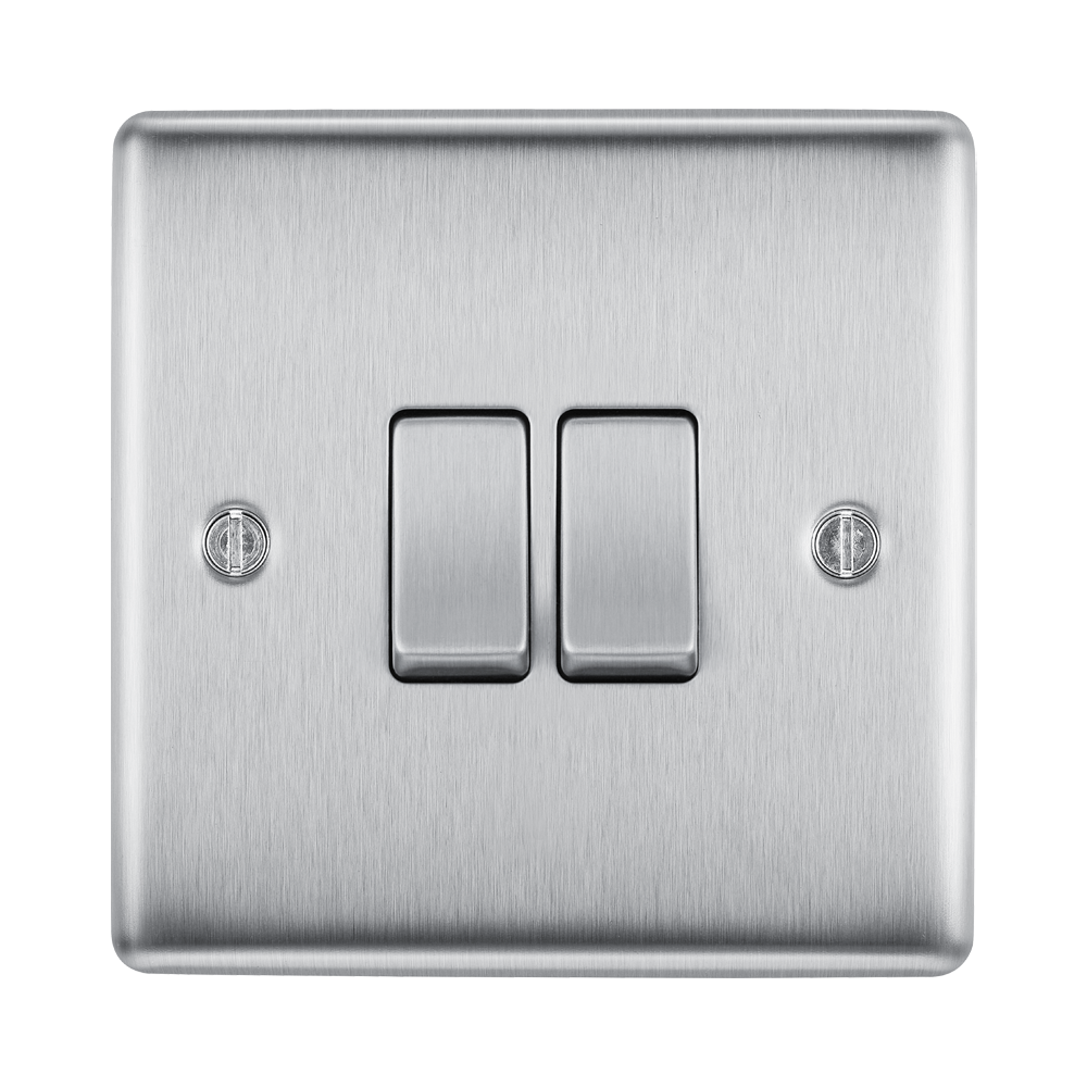 Metallic light switch on a white background