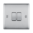 Metallic light switch on a white background