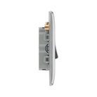 Metallic light switch panel with five rectangular buttons on a white background profile
