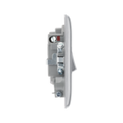 Metallic light switch with two toggle switches on a white background profile