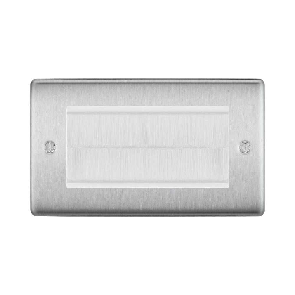 BG Nexus Metal Brushed Steel 4G Cable Brush Outlet NBSEMR4BRW Available from RS Electrical Supplies