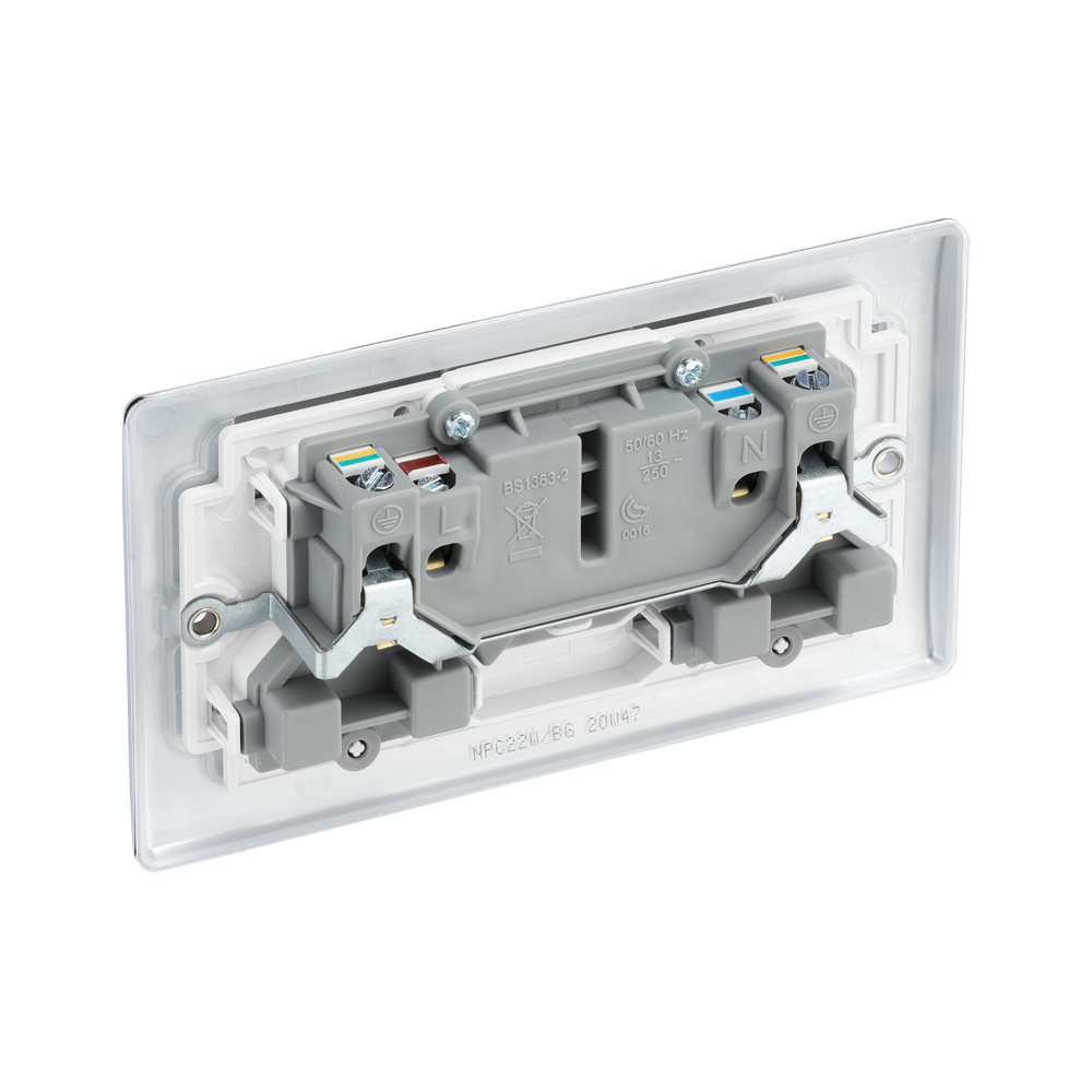 Rear view of BG Nexus Metal Polished Chrome Double Socket