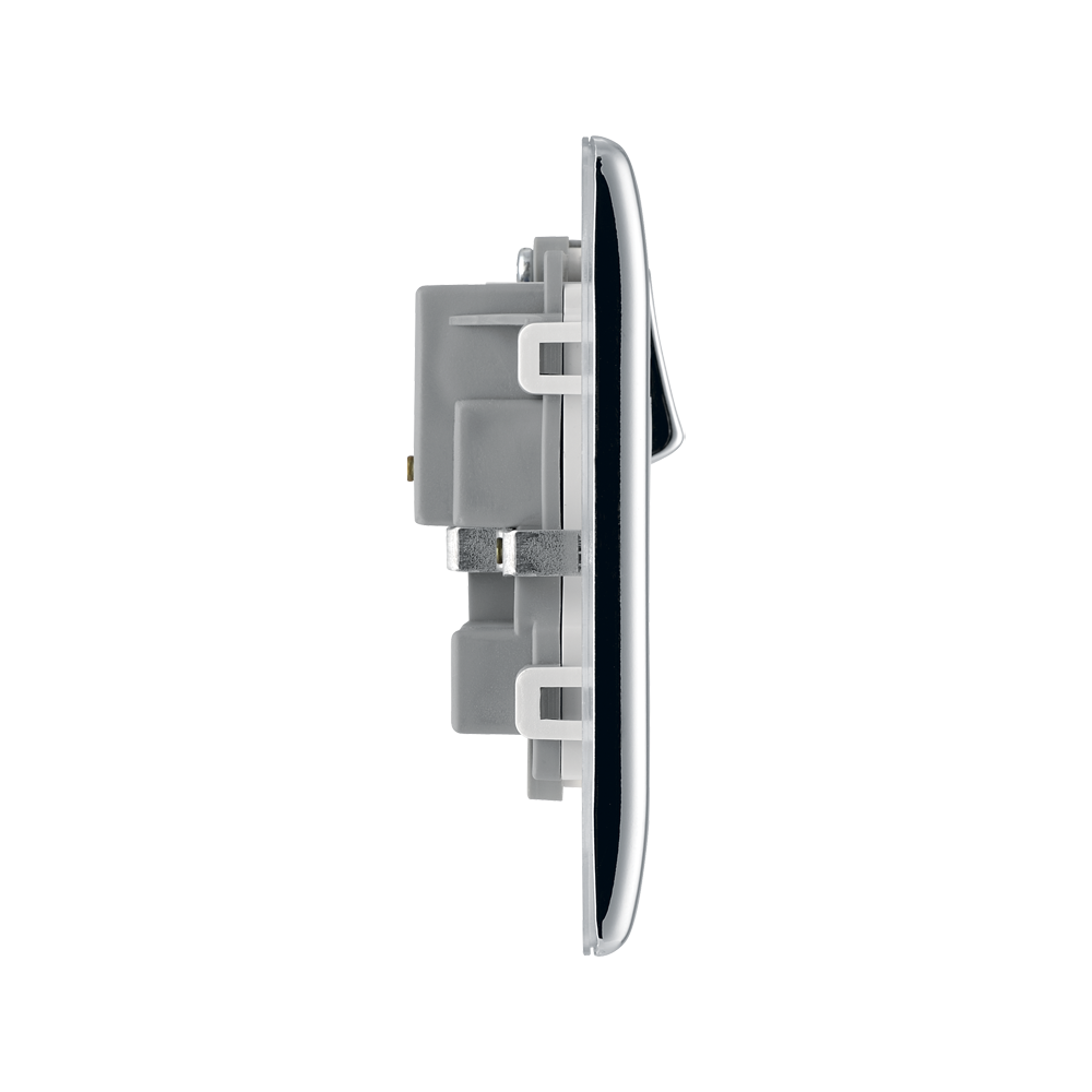 Side view of BG Nexus Metal Polished Chrome Double Socket