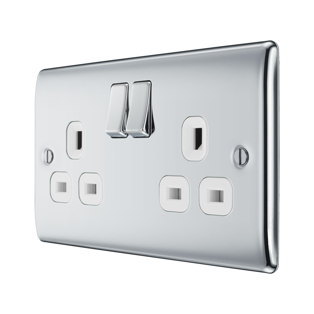 BG Nexus Metal Polished Chrome Double Socket