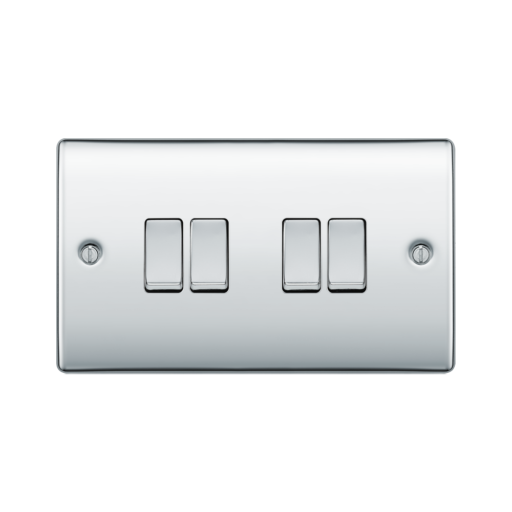 BG Nexus Metal Polished Chrome 4-gang 2-way Light Switch