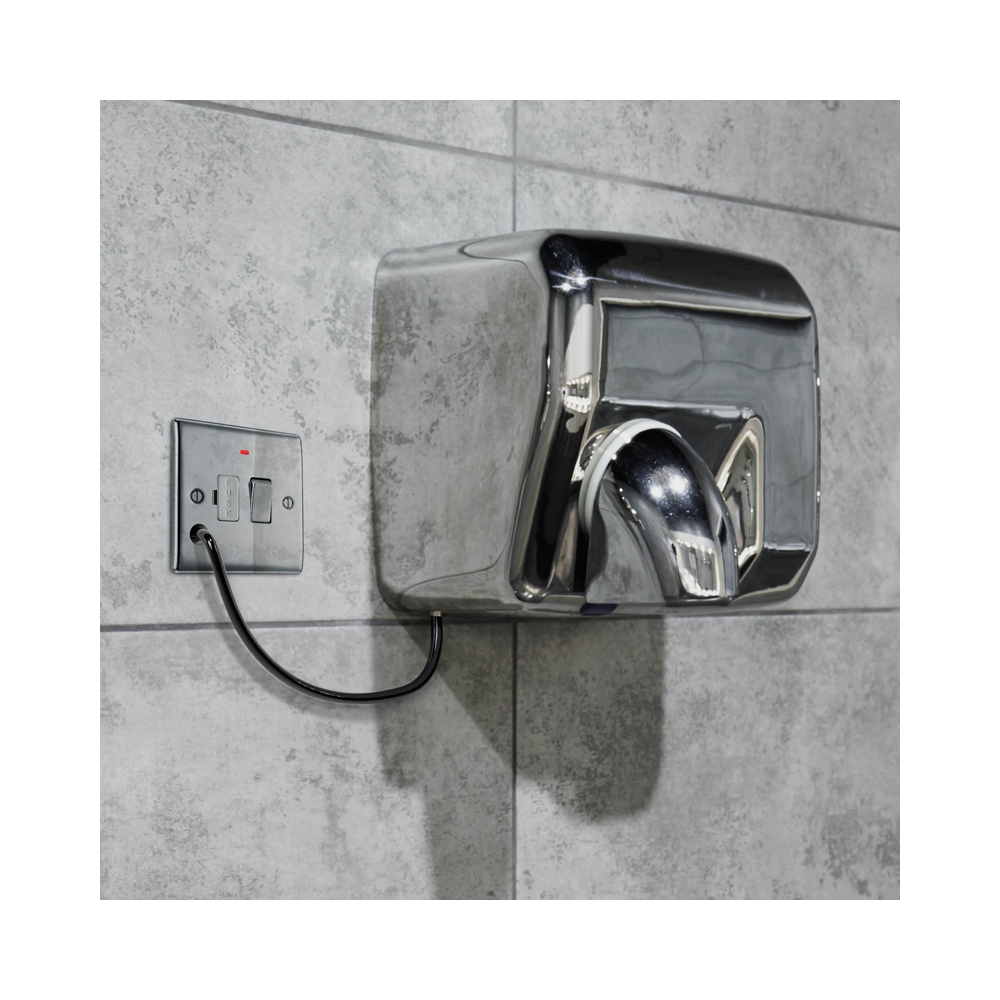 BG Nexus Metal Polished Chrome Switched Spur with Neon & Flex installed on an interior wall