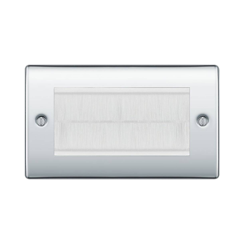 BG Nexus Metal Polished Chrome 4G Cable Brush Outlet NPCEMR4BRW Available from RS Electrical Supplies