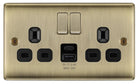 Nexus Metal Antique Brass 13A Double USB Socket with 12W A & C Ports NAB22UAC12B-The Switch Depot