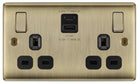 Nexus Metal Antique Brass 13A Double USB Socket with 22W A & C Ports NAB22UAC22B-The Switch Depot