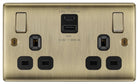 Nexus Metal Antique Brass 13A Double USB Socket with 45W A & C Ports NAB22UAC45B-The Switch Depot